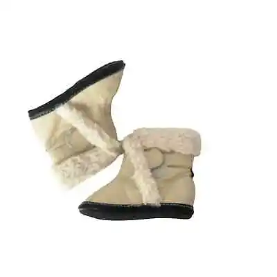 Jack & Lily Sz 12-18 Months Cream Leather Booties Boots Boy Girl • $15.99