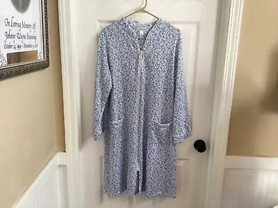 Miss Elaine Zip Front House Coat Duster Robe W/Pockets Women’s Size Large • $12