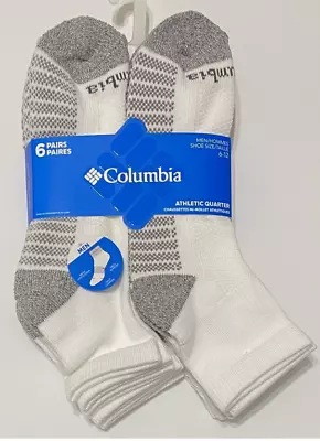 Columbia 6-Pair Men's White/Gray Athletic Quarter Cut Socks • $5.35