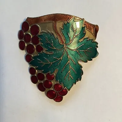 UNUSUAL Vintage Sterling Button Co. ENAMEL GRAPES Dress FUR CLIP • $20