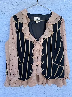 SALE @ ECI New York Polka Dot & Stripes Sexy Vest Blazer Jacket Sz 10 ❤️tb9j1 • $27
