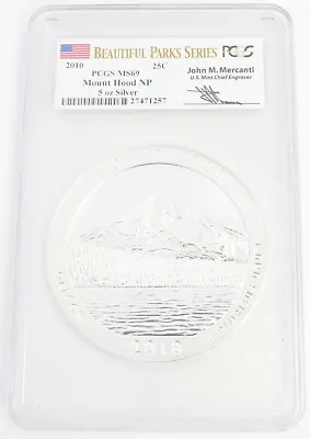 2010 America The Beautiful Mount Hood 5oz Silver PCGS MS69 Mercanti Label ATB • $269.95