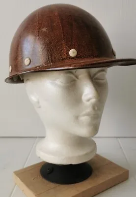 Vintage Fiberglass Miner Hard Hat Helmet Brown Small Size • $32.74