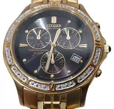 $395 Citizen Eco-Drive 16 Diamond E860-SD37247 Gold-Plate Chronograph 38mm Watch • $147.99