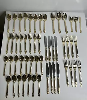 International Silver Co Stainless Gold Plated “SOPHIA” Flatware 53pc Set W/ Case • $48.75