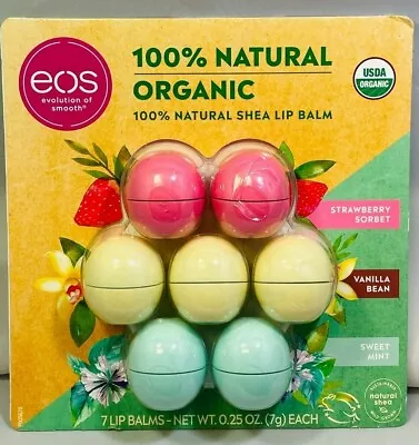 Eos USDA 100% Natural Organic Lip Balm 7 Spheres Strawberry Vanilla Mint NEW • $24.99