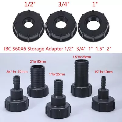 IBC S60X6 Storage Tank Outlet Cap Adapter BSP Thread 1/2  3/4  1  1.5  2 Fitting • £4.96