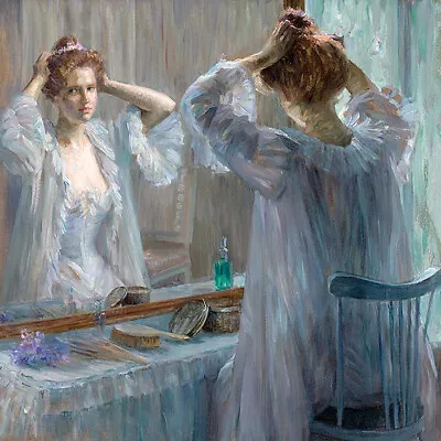 La Toilette Woman  Doing Her Hair By Marie Louise Catherine Breslau Repro • $79