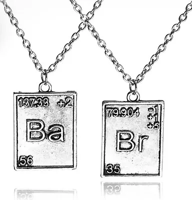 Breaking Bad Necklace Chemical Symbol Br Ba Pendant Brothers Couple Necklace • £8.99