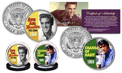 ELVIS PRESLEY First/Last Movies JFK Half Dollar 2-Coin Set OFFICIALLY LICENSED • $14.95