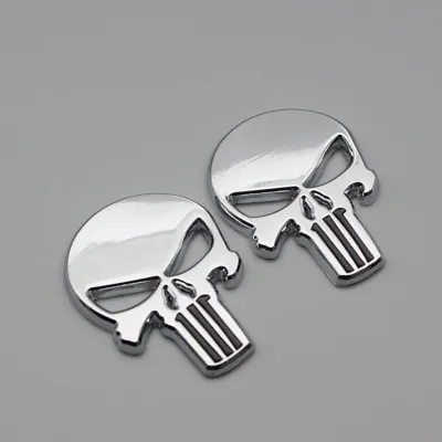 $8.99 • Buy 2x Car Body Chrome Skull Logo Badge 3D Metal Fender Trunk Emblem Sticker Decal