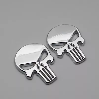 2x Car Body Chrome Skull Logo Badge 3D Metal Fender Trunk Emblem Sticker Decal • $8.99