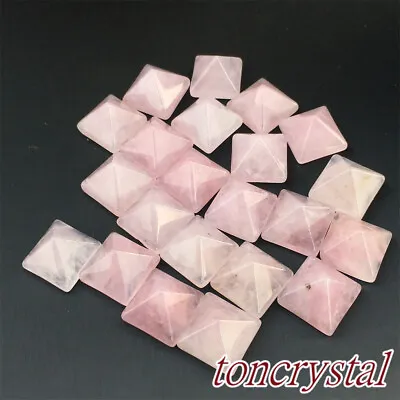 10pcs Natural Rose Quartz Pyramid Skull Carved Mini Crystal Skull Healing Gift • $14.23