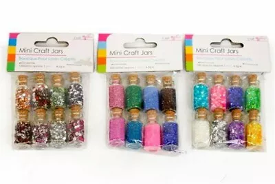 Pack Of 8 Mini Crafting Jars Card Making Scrap Booking Craft Art Glitter Gems  • £3.49