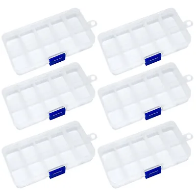 £3.99 • Buy 6x 10 Compartment Small Organiser Storage Plastic Box Craft Nail Art Fuse Beads