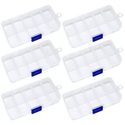 £3.99 • Buy 6x 10 Compartment Small Organiser Storage Plastic Box Craft Nail Art Fuse Beads