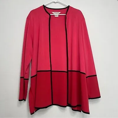 Misook Color Block Open Cardigan Pink Red Size 3x • $48