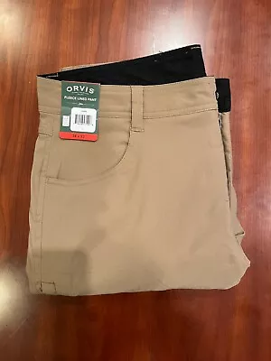 Orvis Men's Fleece Lined Pants Stretch Fabric 34 X 32 TAN [NEW WITH TAGS] • $19.95