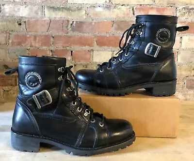 Harley Davidson Motorcycles Men's Black Leather Combat Biker Boots - Size 11.5 • $60