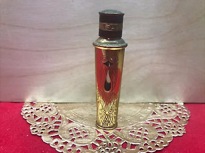  Vintage Gold Tone Etched Faberge Aphrodisia Perfume Bottle Empty 3 1/4” Tall • $20