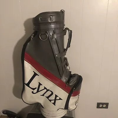 Vintage Lynx Gray Red White Faux Leather Golf Bag 6 Way • $139.99