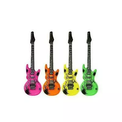 Neon Inflatable Blow Up Guitars Fancy Dress Party Prop Musical Disco Rock • £6.26