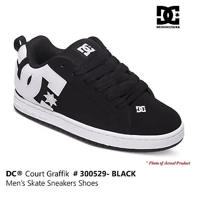 DC Court Graffik Shoes Mens Skate Inspired Sneakers Big Feet Sizes #300529-BLACK • $89.99
