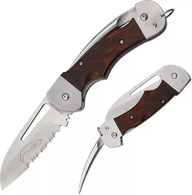 Myerchin Generation 2 Folding Knife 2.5  Serrated Stainless Blade Wood Handle • $81.19