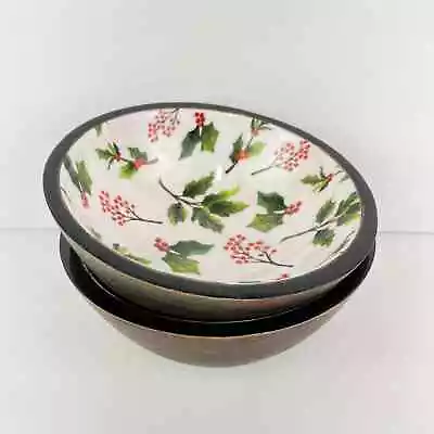 Dolly Parton Mango Wood Holly Berry Bowl Set Of 2 • $32.99