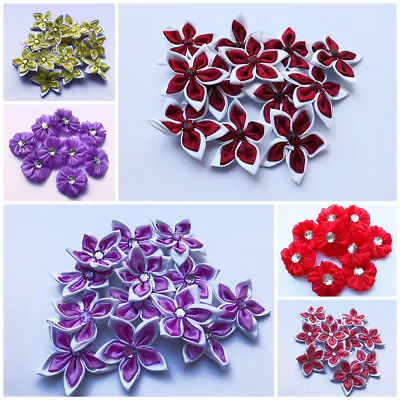 £2.49 • Buy 5-20 Satin Ribbon Flowers Bow Sewing Decorations Craft 50mm Gift Craft Card