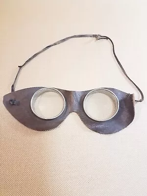 Vintage Steampunk Auto Glasses Goggles Antique Motorcycle Aviator Leather Round • $75