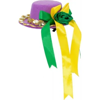 MARDI GRAS  Mini Top Hat  Mini Mardi Gras Top Hat Hairclip Hair Clip Fascinator  • $13.99