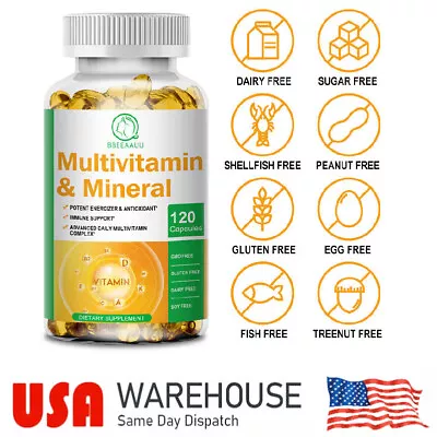 Multivitamin Capsules For Unisex - Energy Support - Whole Food Supplement 120ct • $13.87