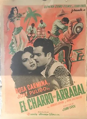 Original Vintage Mexican Movie Poster El Charro De Arrabal (1949) • $25