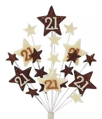 Star Birthday Cake Topper In Choc & Cream 18th 21st 30th 40th 50th 60th 70th 80 • £11.99