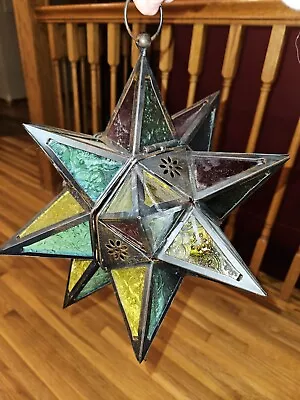Large Jewel Toned Moroccan Style Hanging Star Lantern Approx 17x12 • $79.99