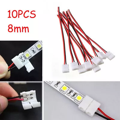 10x Led Strip Light Connector Smd 5050 5630 Single 2 Wire 8mm Pcb Board Adapter • $6.87