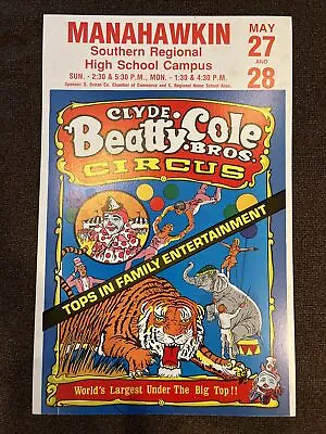 Original Vintage 1970’s CLYDE BEATTY AND COLE BROS Circus Poster Manahawkin NJ • $29.99