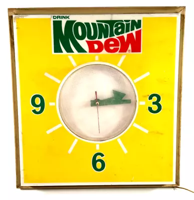 Vtg 70s Mountain Dew Advertising Store Display Lighted Sign Clock WORKS • $299.99