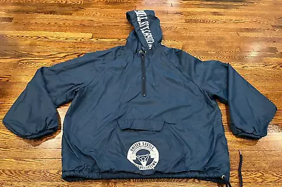 King Louie Jacket Men L Blue 1/4 Zip USA Weightlifting Nylon Hooded Windbreaker • $22