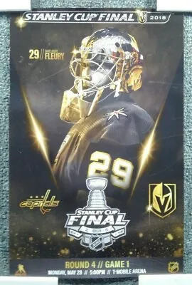 2018 NHL FINALS Game 1: Fleury - Caps Vs Golden Knights  2 SIDED POSTER 11x18 EX • $23.49