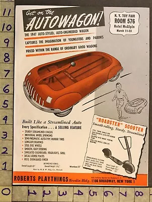 1946 Outdoor Wagon Auto Roadster Scooter Roberts Playthings Car Pull Toy Ad Tm35 • $48.95