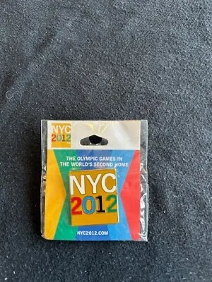 2012 NYC Olympic Bid Pin  Gold Square Badge Media Lapel • $9.12