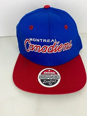 Vintage Montreal Canadiens NHL Adjustable Hockey Hat Blue + Red Zephyr Snapback • $9.99