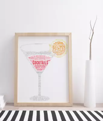 Personalised Cocktail Glass Word Art - Cocktail Lover Gift - Mothers Day Gift • £9.95