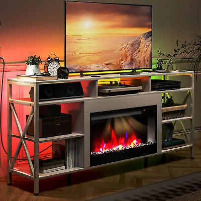 TC-HOMENY LED TV Stand With 27  Fireplace APP & Remote Control 70  TV Cabinet • $299.85