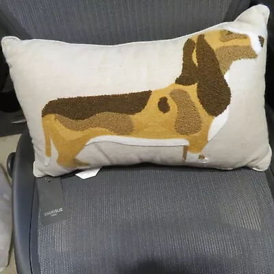 Envogue Dachshund Dog Throw Pillow Brown Linen Blend 12  X 20  NWT • $29.99