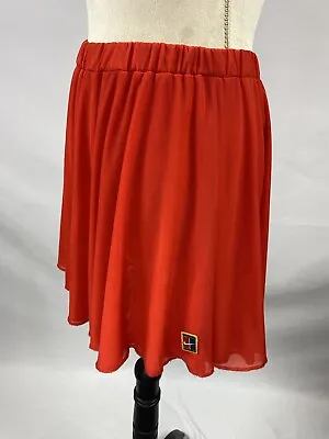 Vintage Nike Tennis Skirt Bright Orange Red Large Elastic Waist Skater Skirt • $35