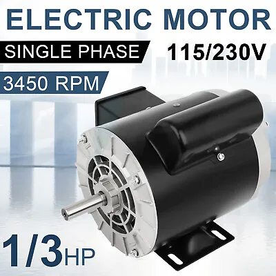 Air Compressor Electric Motor 1/3HP Single Phase 3450 RPM 115/230V 5/8 Shaft ODP • $129.69