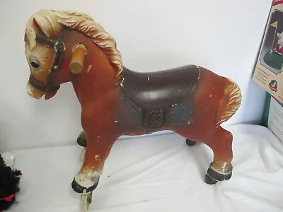 Vintage Plastic Pony Ride On Blazon 1965 Hobby Horse On Wheels 17   • $59.95